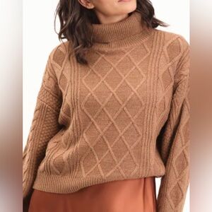 Elie. Elie Tahari brown chunky cable knit sweater women’s‎ Size XL